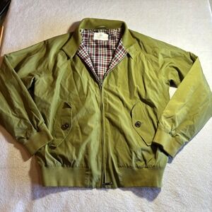 Peter Manning Mens 2X Olive Green Harrington Style Bomber Jacket Plaid Lined